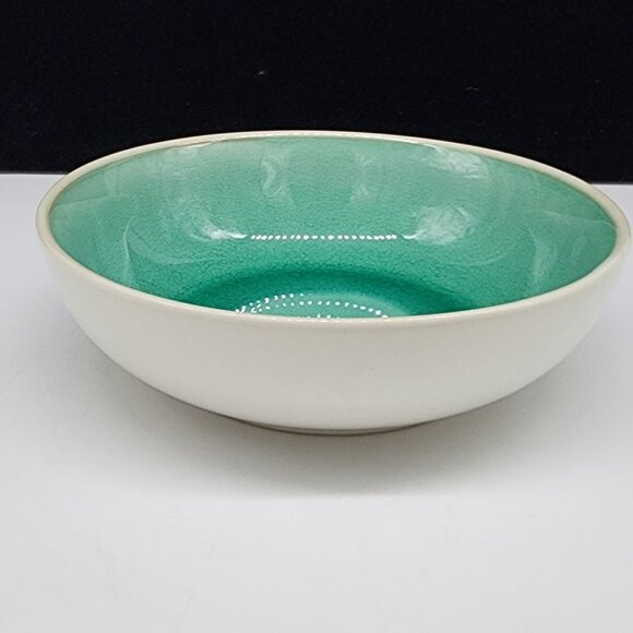 Roscher Stoneware Bowl 7" Green & White Crackle Glaze Dishwasher & Microwave Saf - Picture 6 of 9